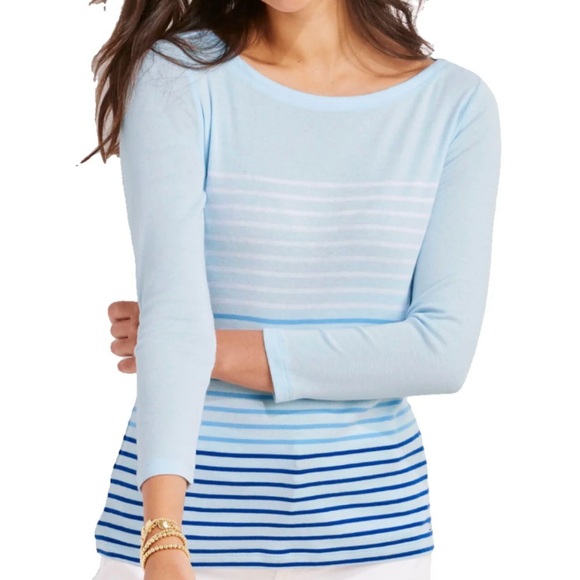 Vineyard Vines Tops - NEW Vineyard Vines Womens Striped
Boatneck Long Sleeve T-Shirt L Sky Blue